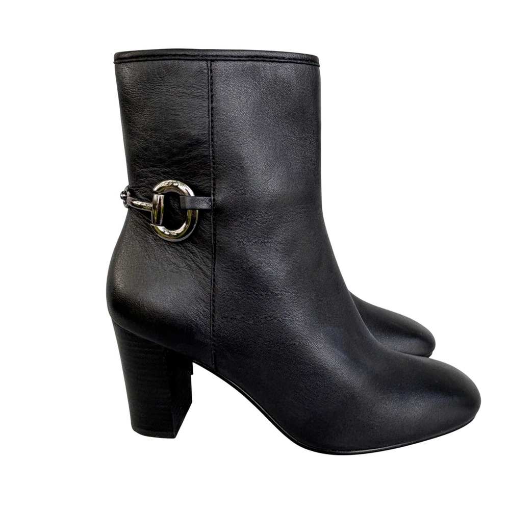 Johnston & Murphy Womens Black Leather Horsebit Ankle Boots 7M 78-52808